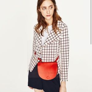Zara Frayed Check Blazer